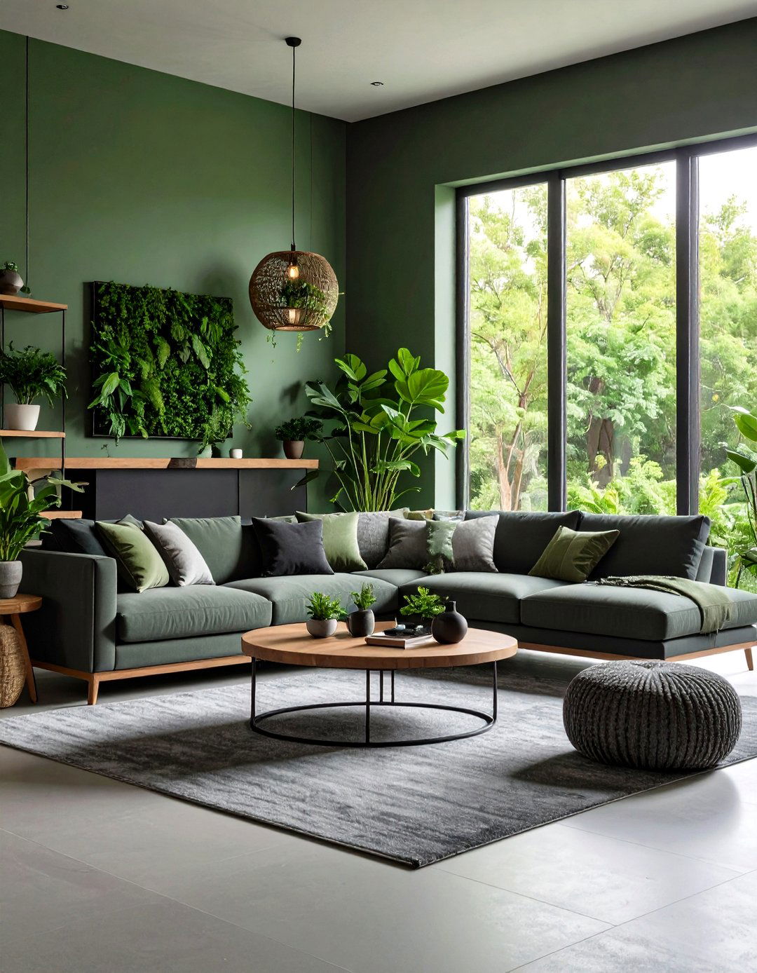 Grey and Green Natural Harmony - 24 Grey Living Room Ideas