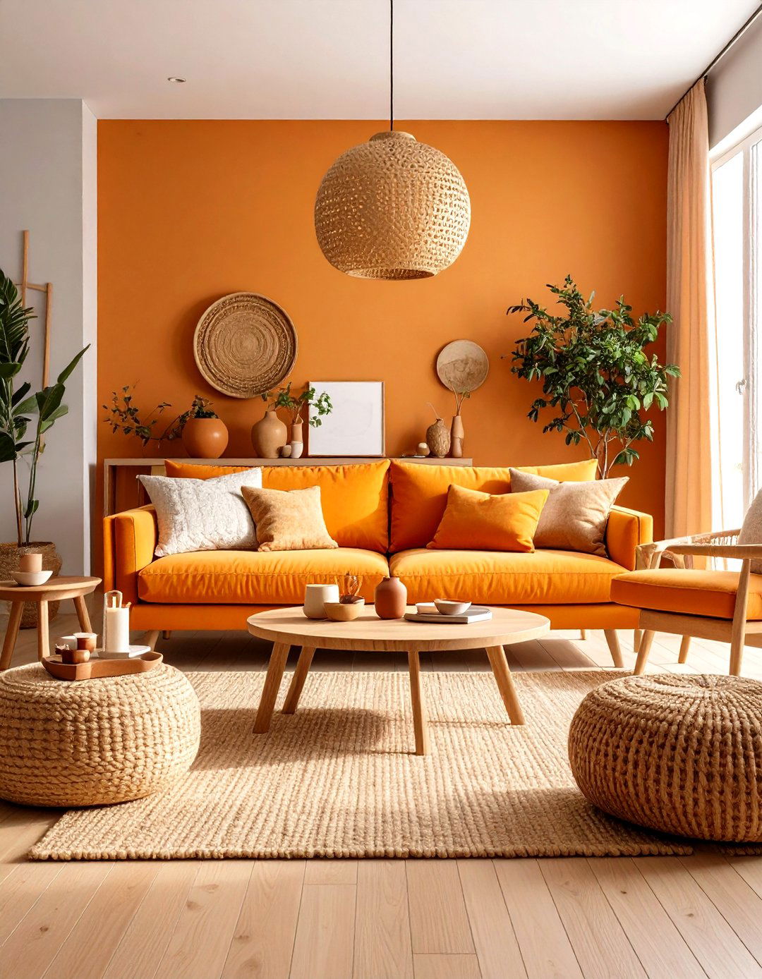 Grey and Orange Warm Fusion - 24 Grey Living Room Ideas