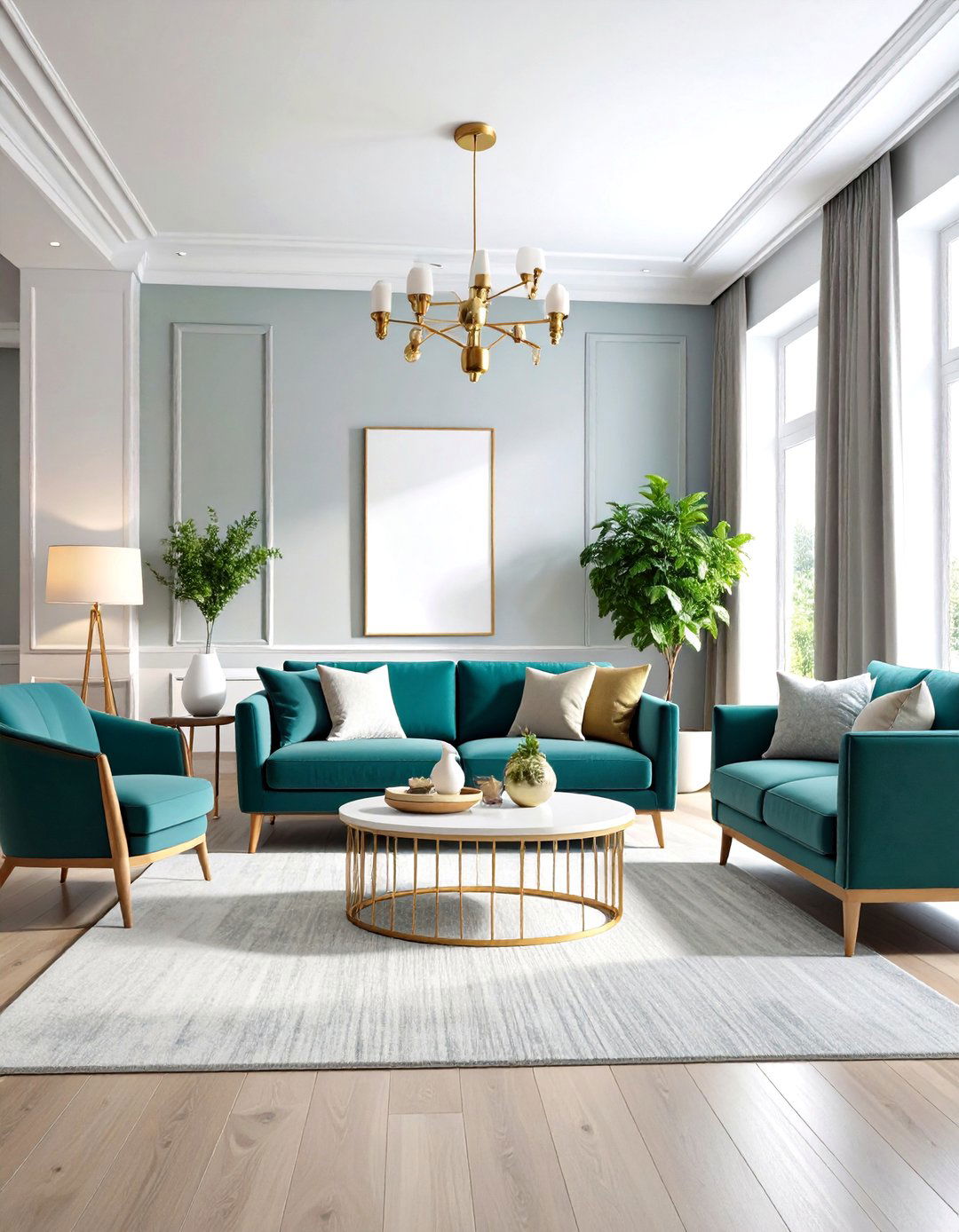 Grey and Teal Modern Elegance - 24 Grey Living Room Ideas