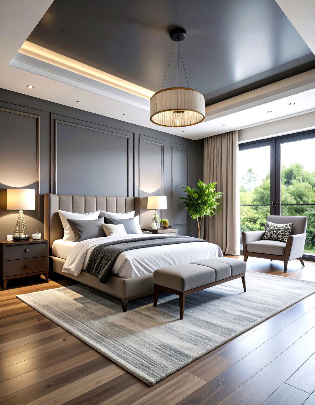 Guest Bedroom Sophistication - 24 Black Ceiling With Grey Walls