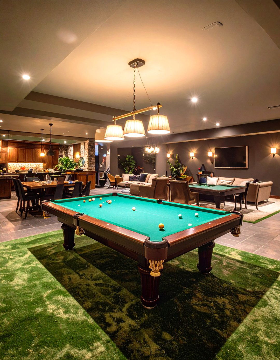 Guest Entertainment Basement with Game Tables - 24 Basement Ideas