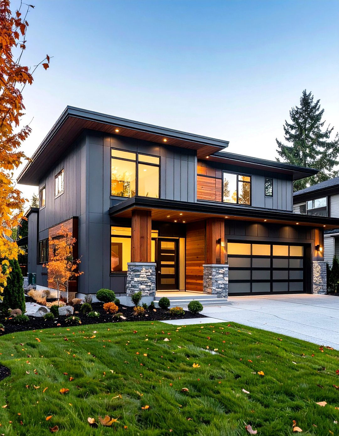 Gunmetal Cedar Industrial Elegance - 24 Paint Colors for a Modern Black House With Cedar Accents