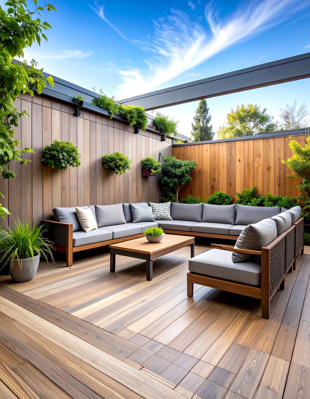 Half Wall Privacy with Integrated Seating - 24 Deck Privacy Ideas