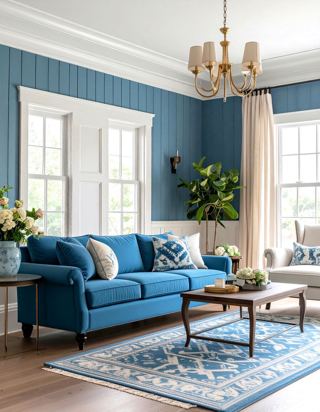 Half Wall Shiplap with Chair Rail - 24 Shiplap Living Room Ideas