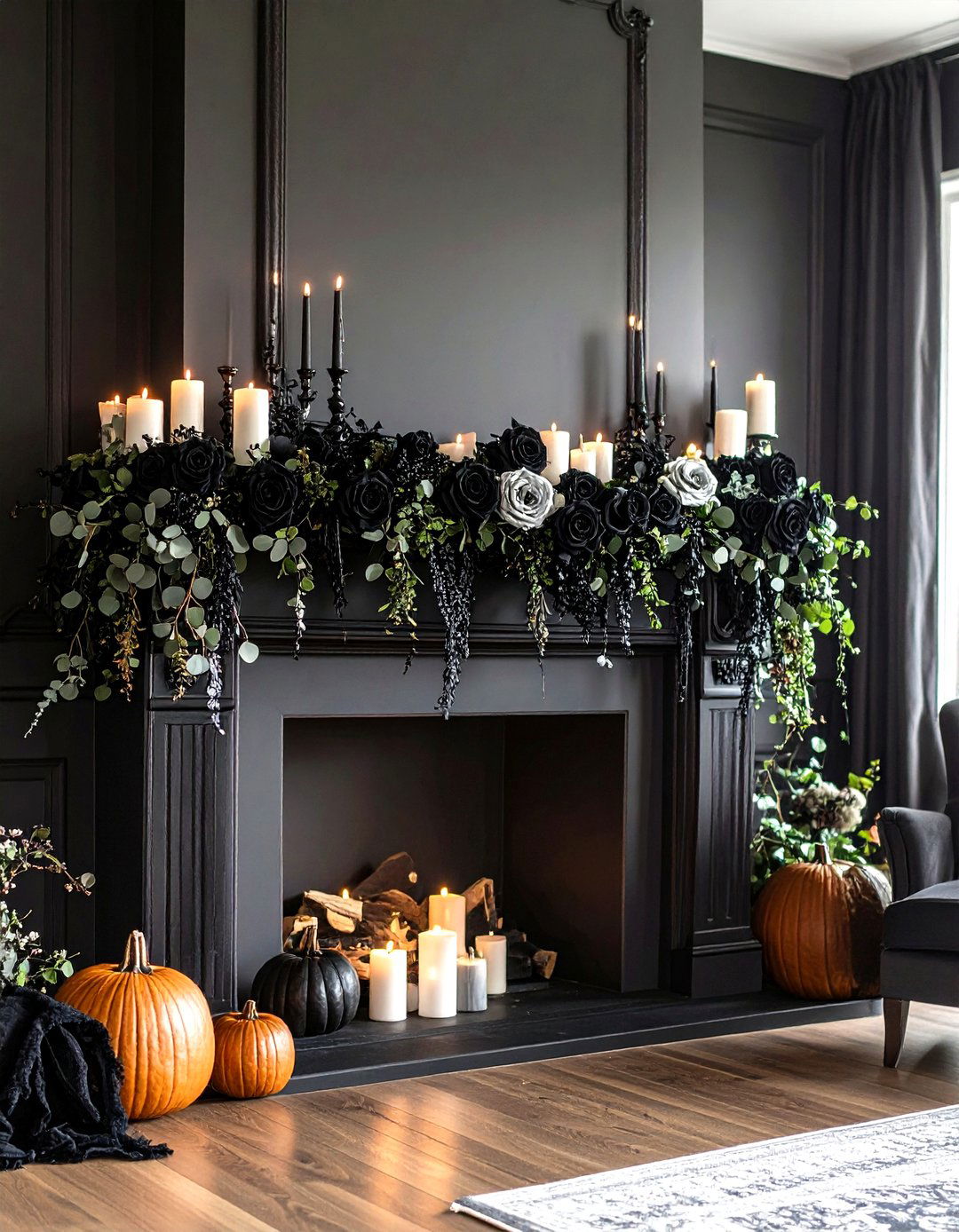 Halloween Gothic Black Garland - 24 Mantel Garland Ideas
