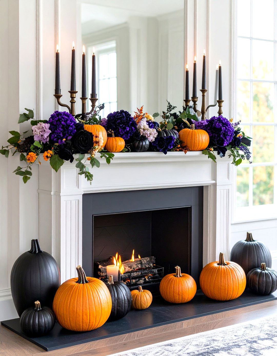 Halloween Inspired Spooky Elegance Theme - 24 Fall Mantel Decor Ideas