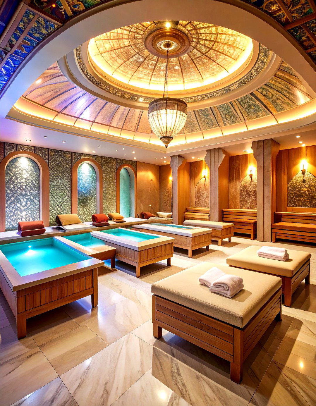 Hammam Style Steam Room with Marble Surfaces - 24 Sauna Room Design Ideas