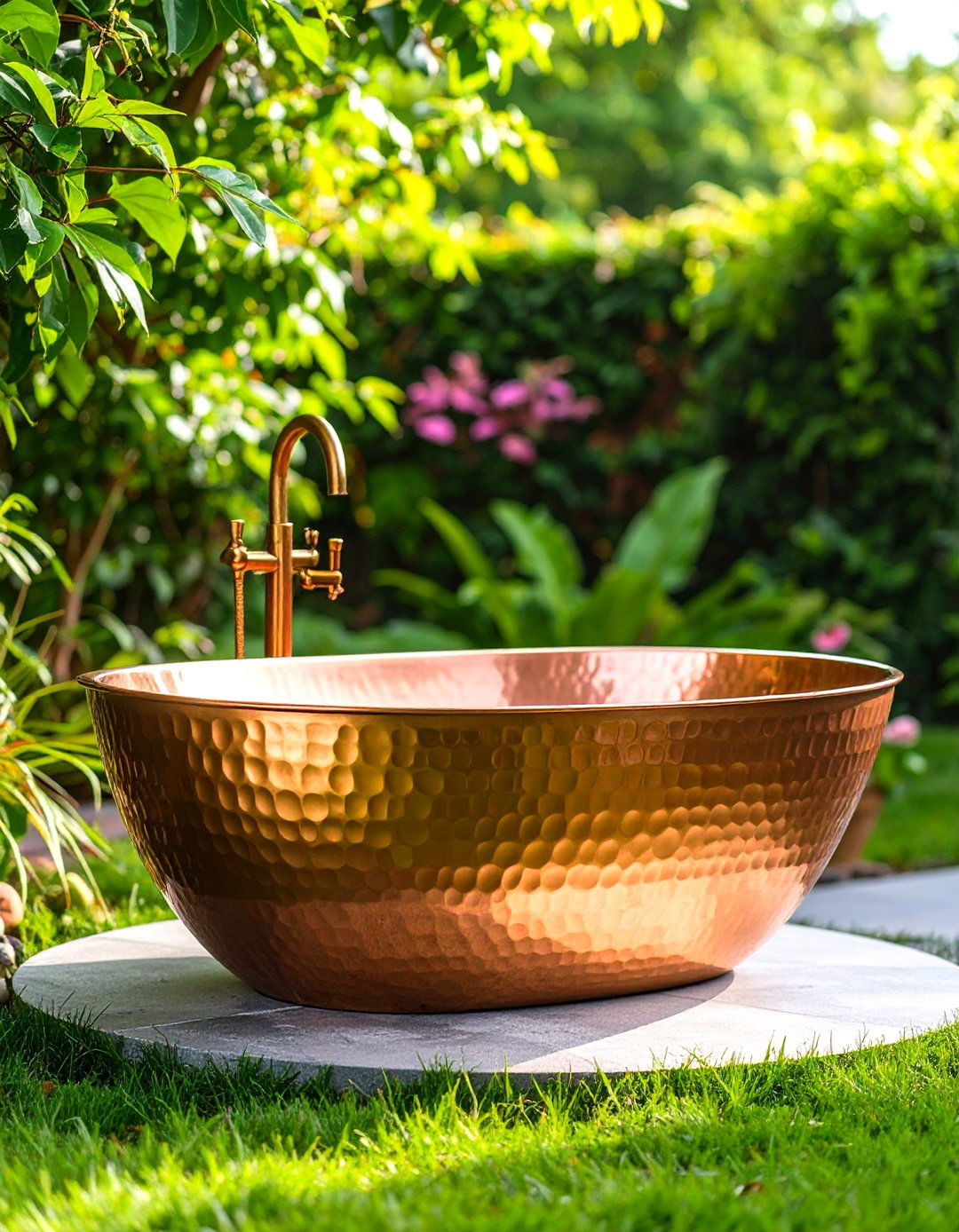 Hammered Copper Artisan Masterpiece - 24 Outdoor Bathtub Ideas