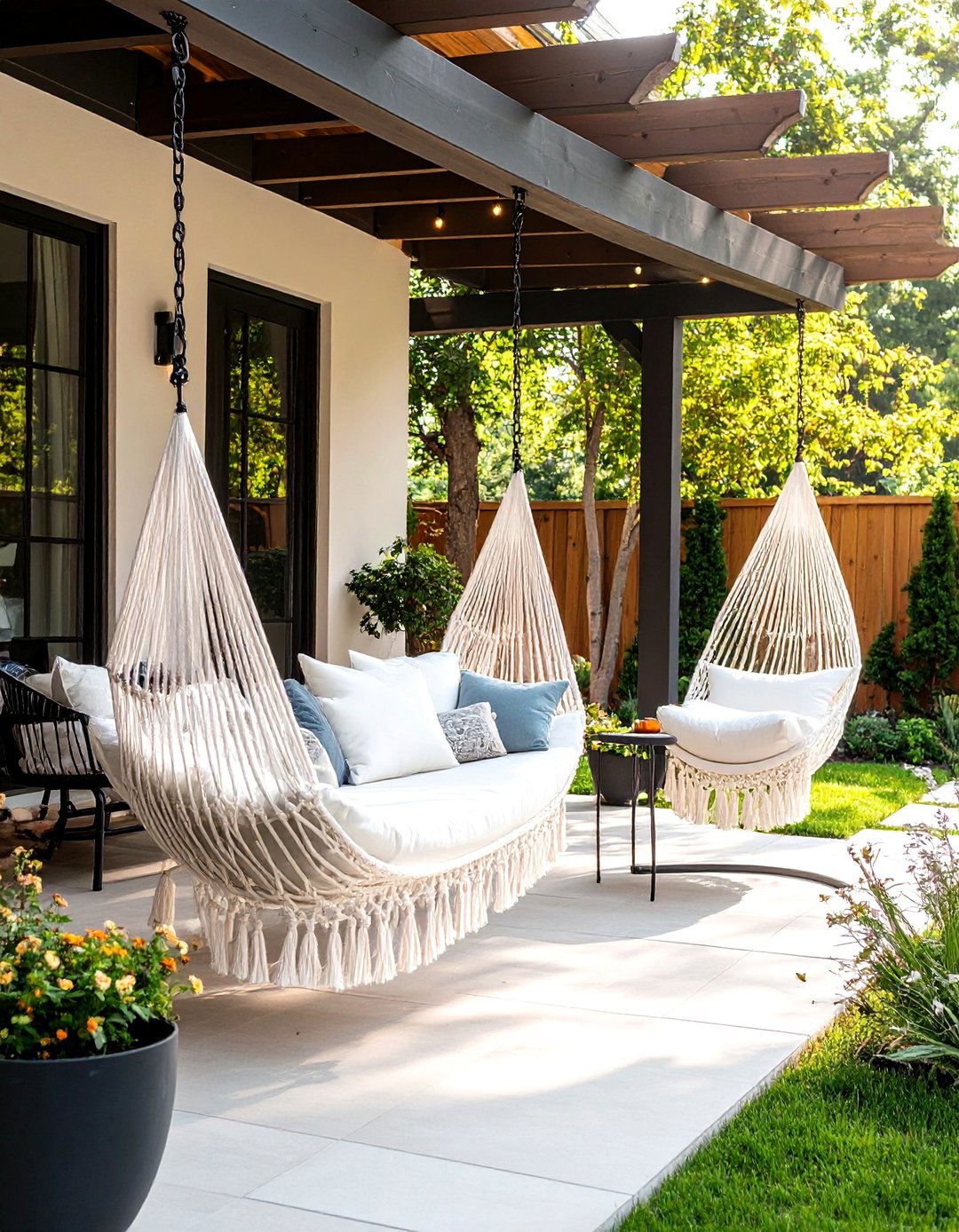 Hammock and Swing Relaxation Zone - 24 Black and White Patio Ideas