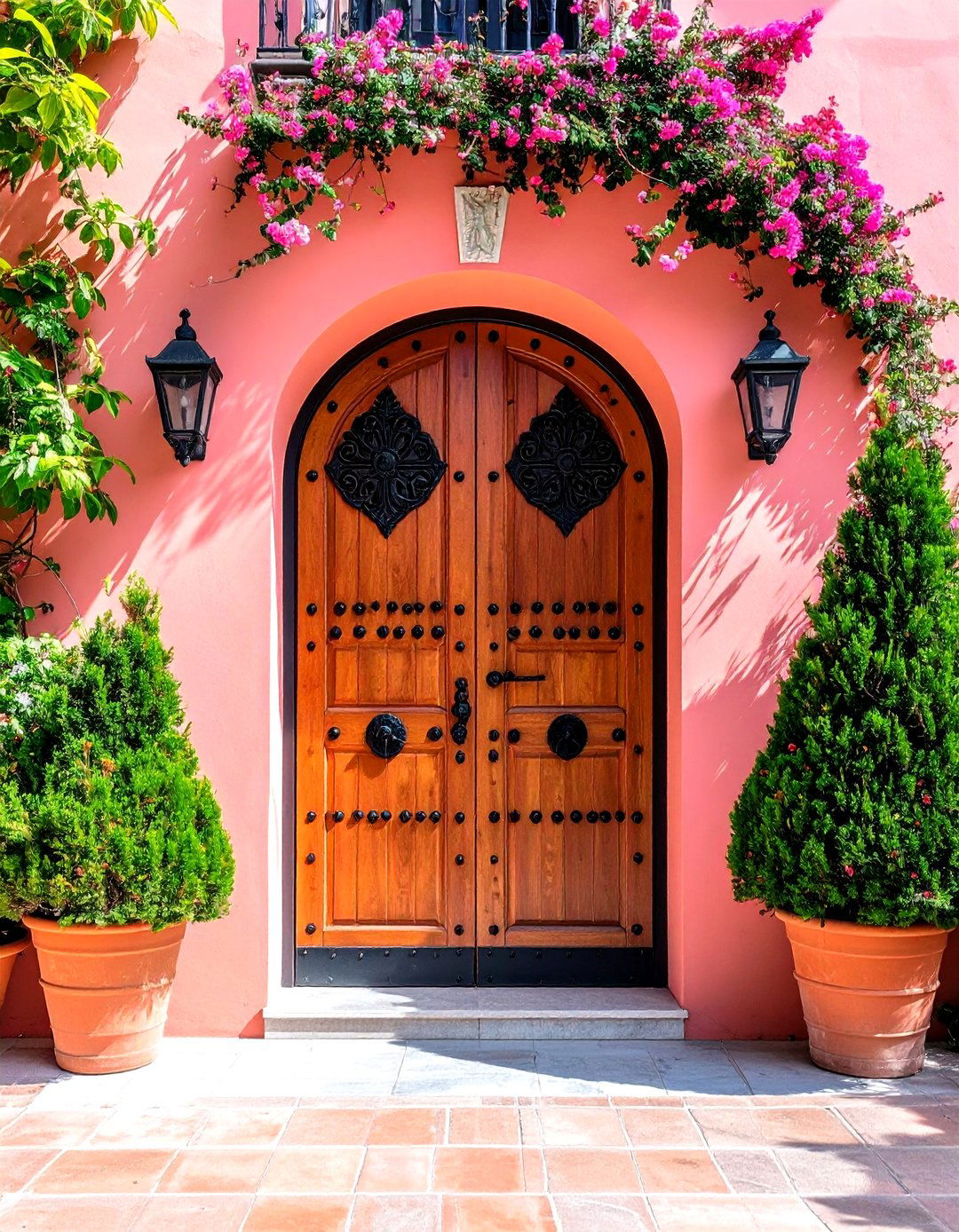 Hand Forged Iron Hardware Spanish Door - 24 Spanish Style Front Door Ideas