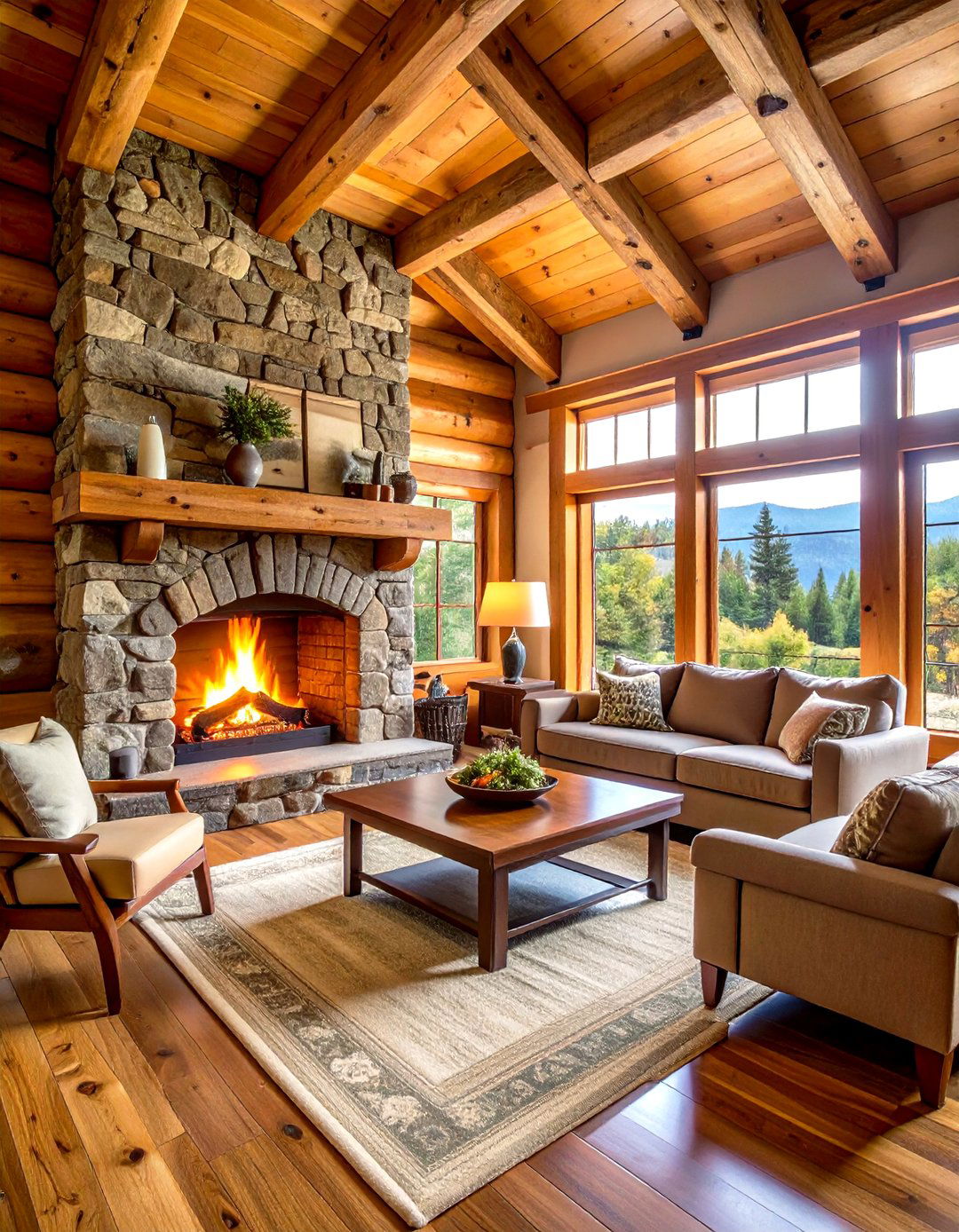 Hand Hewn Log Cabin Fireplace - 24 Rustic Fireplaces