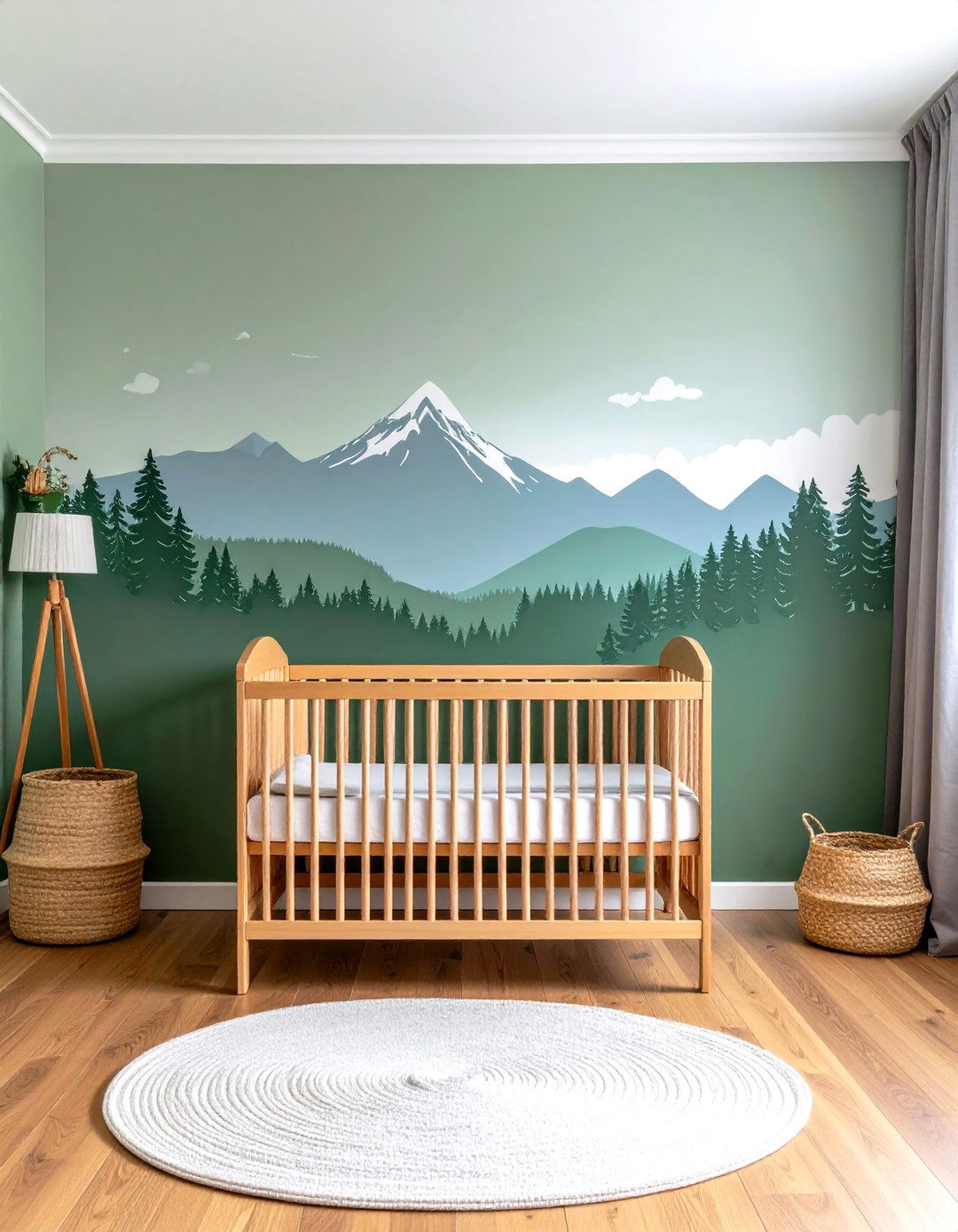 Hand Painted Mountain Range Mural - 24 Nursery Wall Decor Ideas