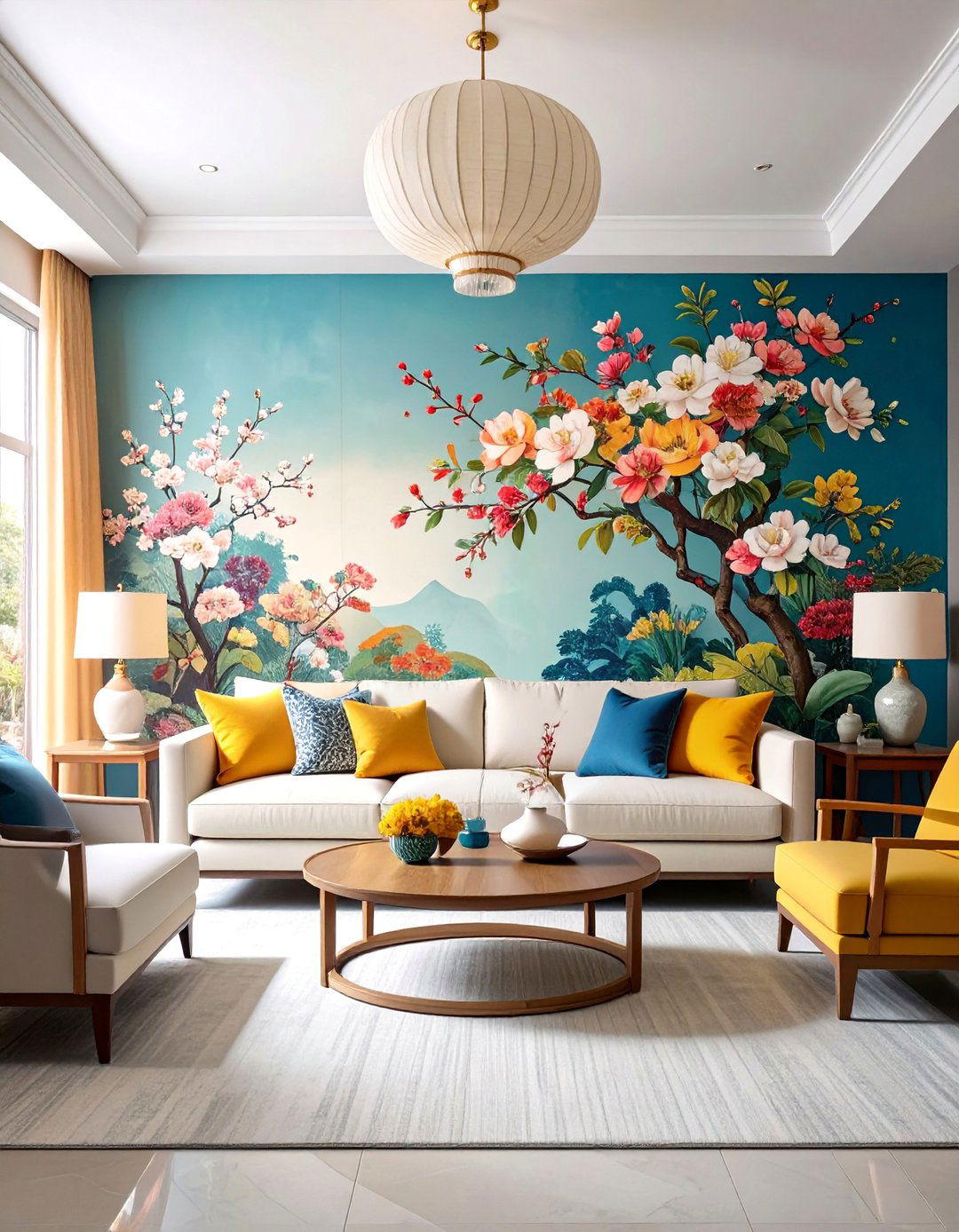 Hand Painted Mural Chinoiserie Living Room - 24 Chinoiserie Living Room Ideas