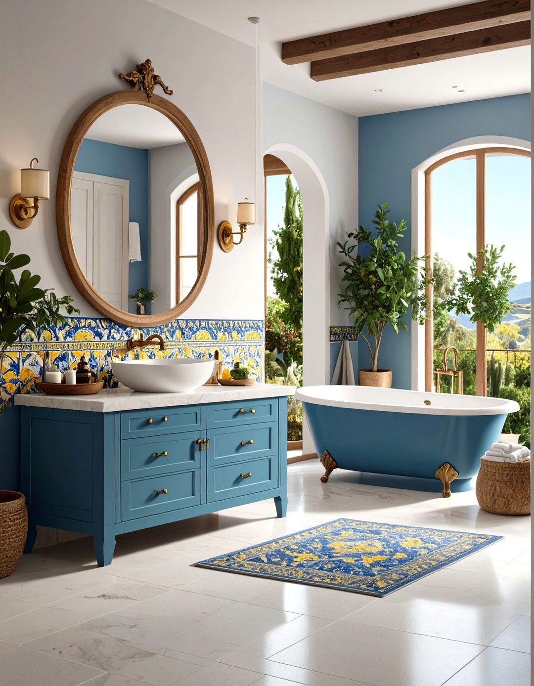 Hand Painted Tile Bathroom - 24 Tuscan Bathroom Ideas
