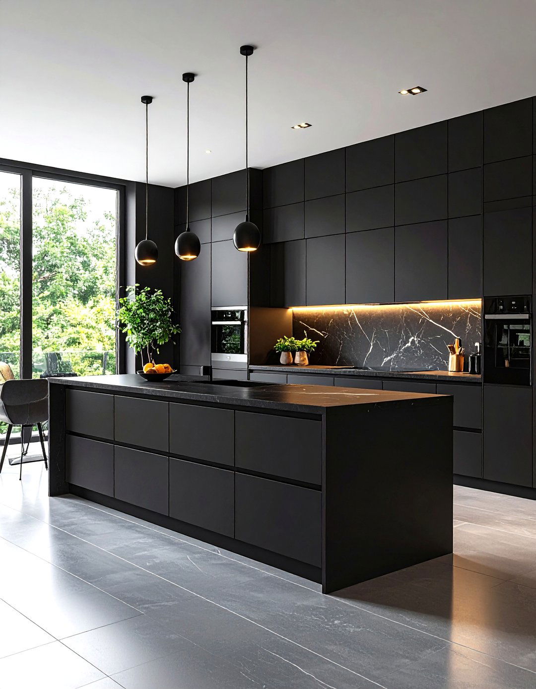 Handleless Black Kitchen Cabinets - 24 Black Kitchen Cabinet Ideas