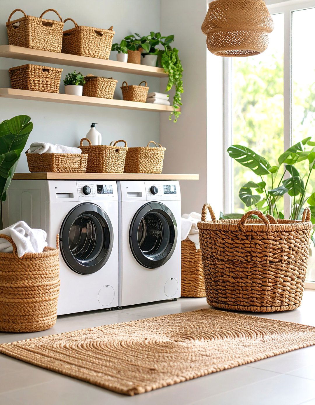 Handwoven Basket Storage Laundry Room - 24 Boho Laundry Room Ideas
