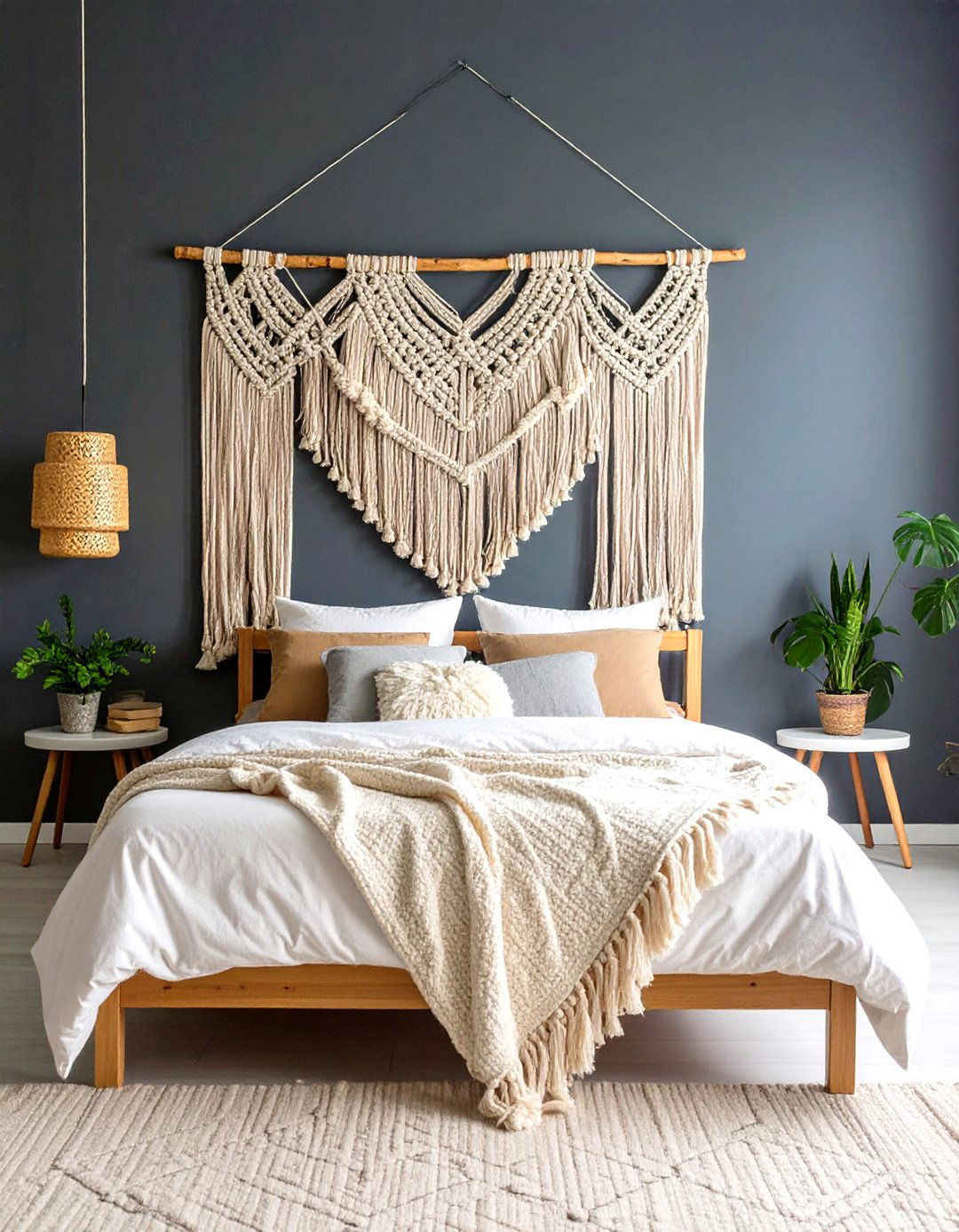 Handwoven Macrame Wall Art - 24 Dark Boho Bedroom Ideas