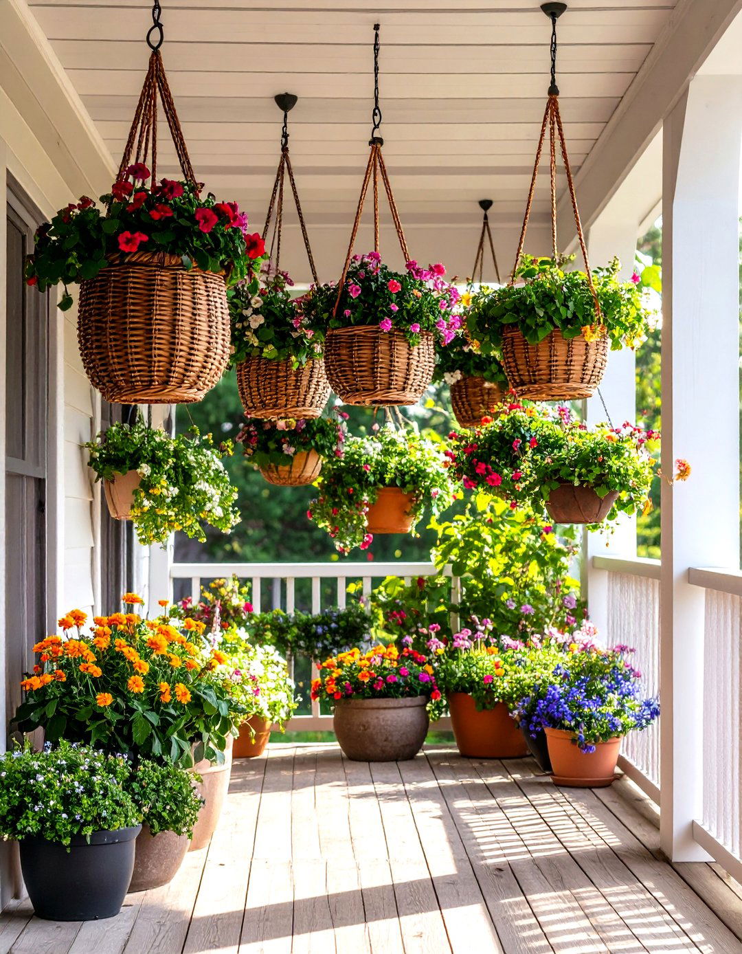 Hanging Basket Garden Systems - 24 Rustic Front Porch Ideas