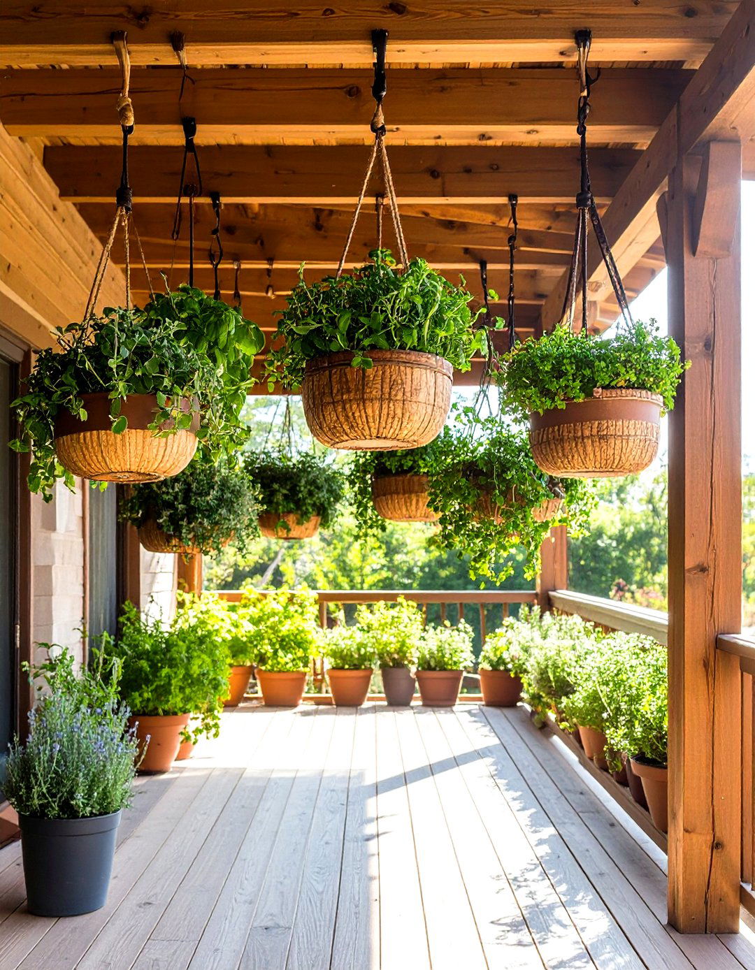 Hanging Basket Herb Garden Display - 24 Herb Garden Ideas