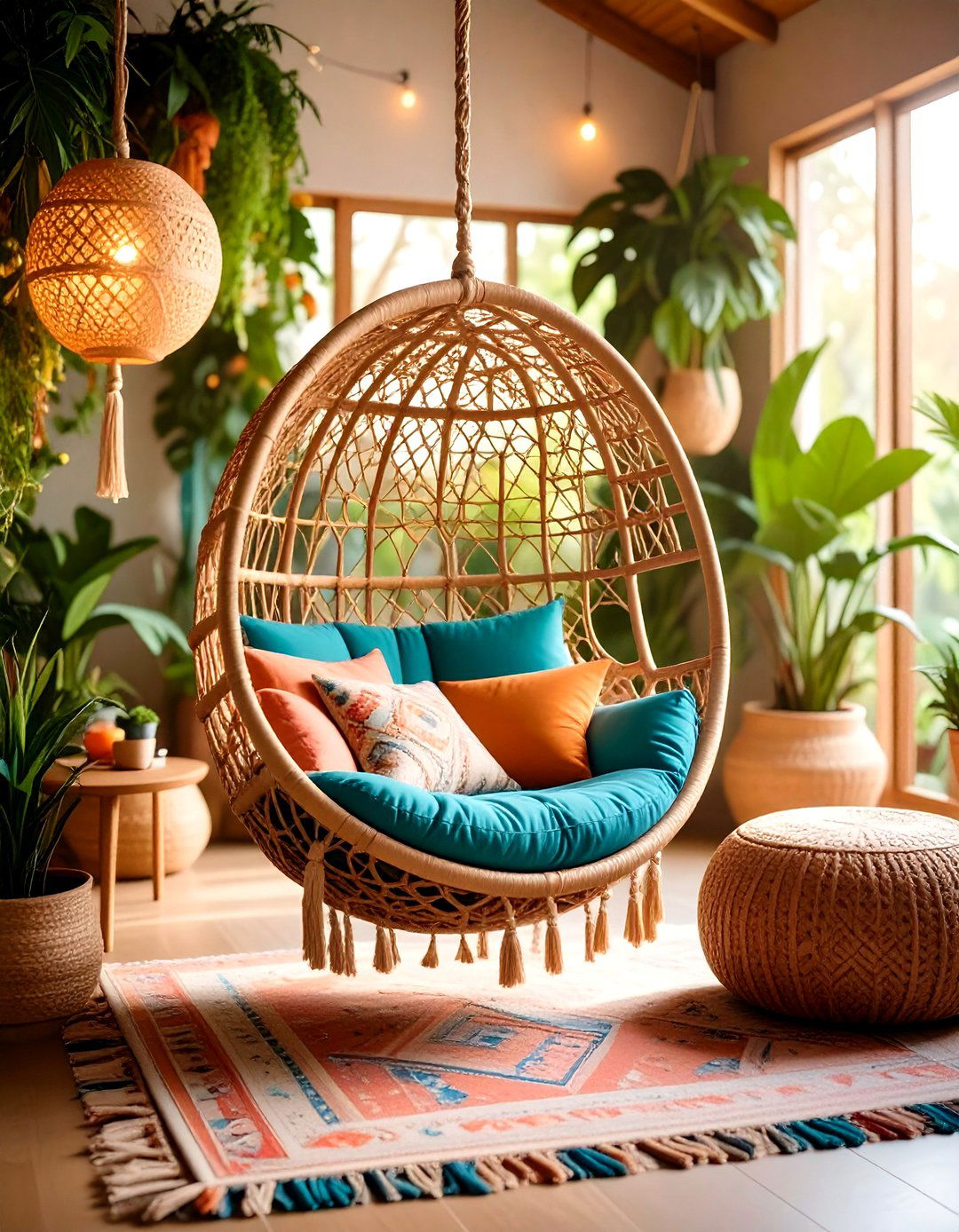 Hanging Chair Living Room - 24 Boho Living Room Ideas