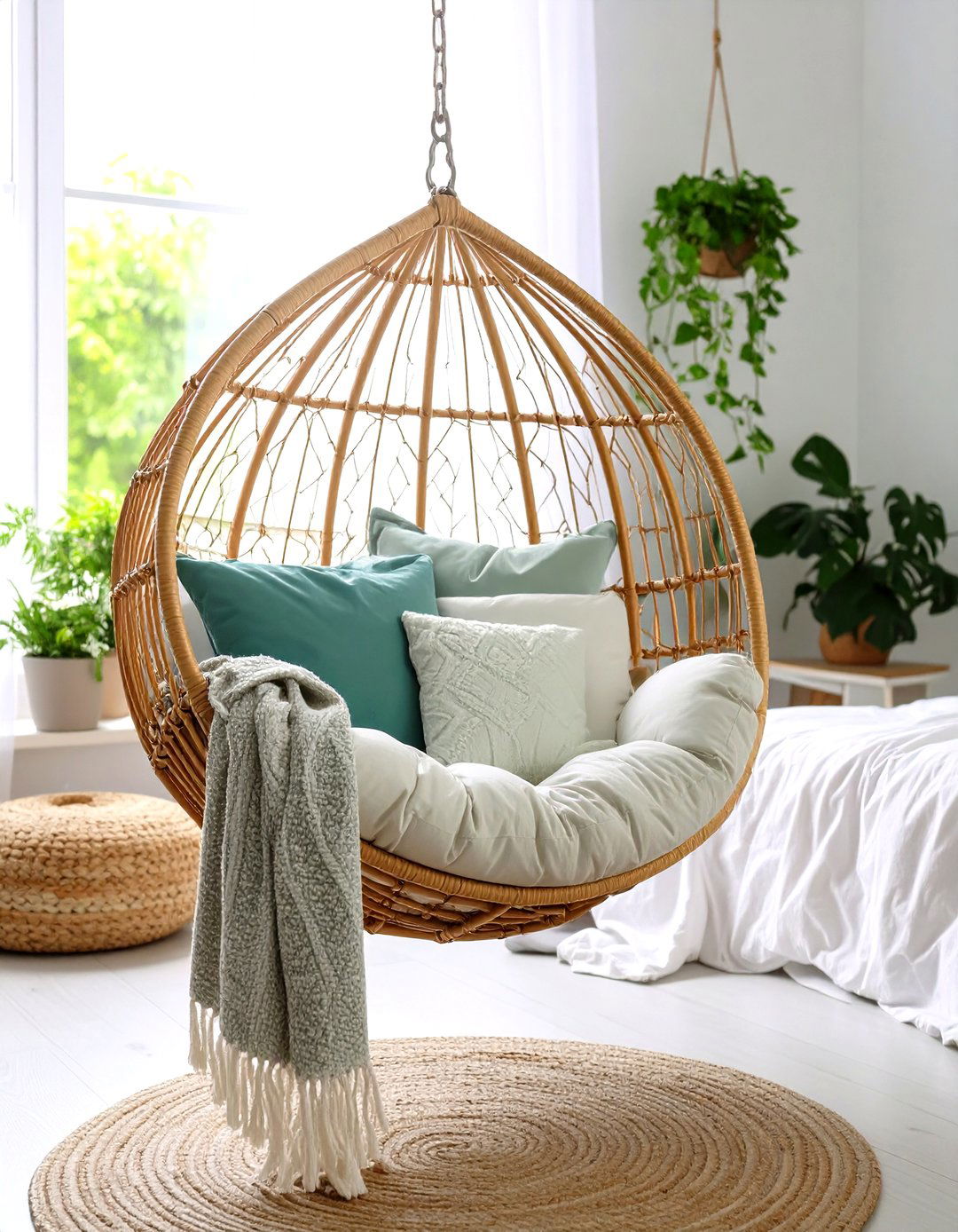 Hanging Chair Reading Nooks - 24 Boho Teen Bedroom Ideas