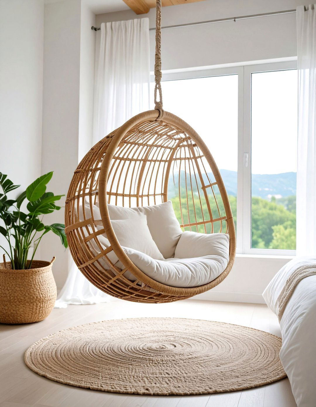 Hanging Chair or Swing Seat - 24 Bedroom Seating Area Ideas