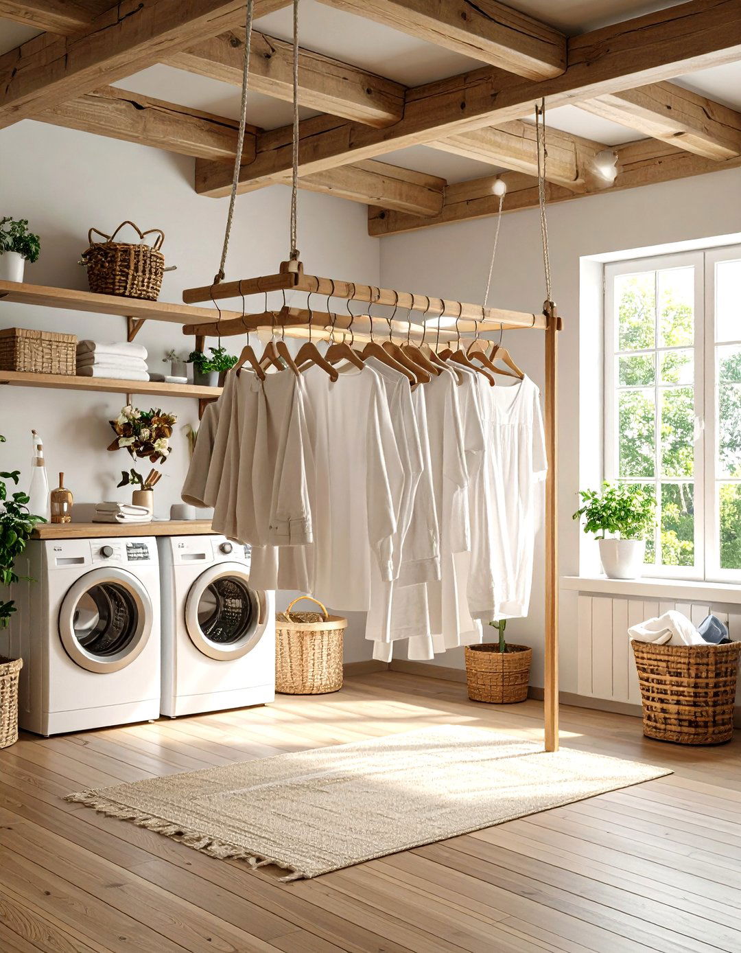Hanging Drying Rack Laundry Room - 24 Rustic Laundry Room Ideas