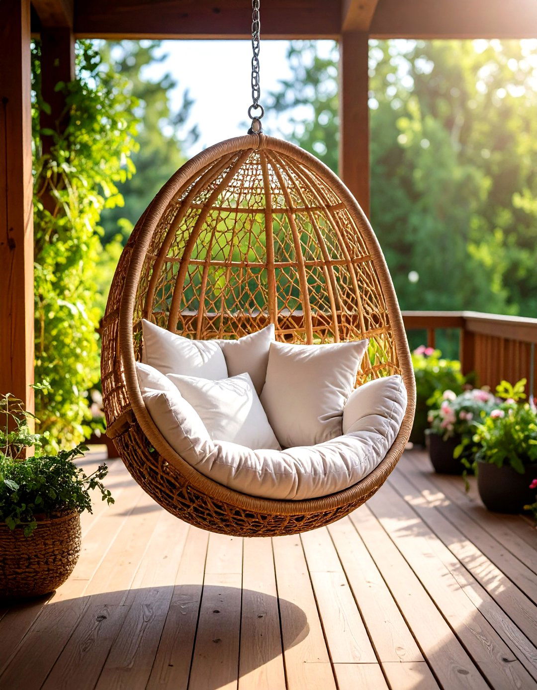 Hanging Egg Chair Retreats - 24 Deck Seating Ideas
