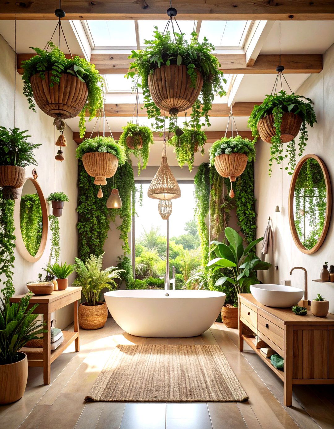 Hanging Garden Ceiling - 24 Greenhouse Bathroom Ideas
