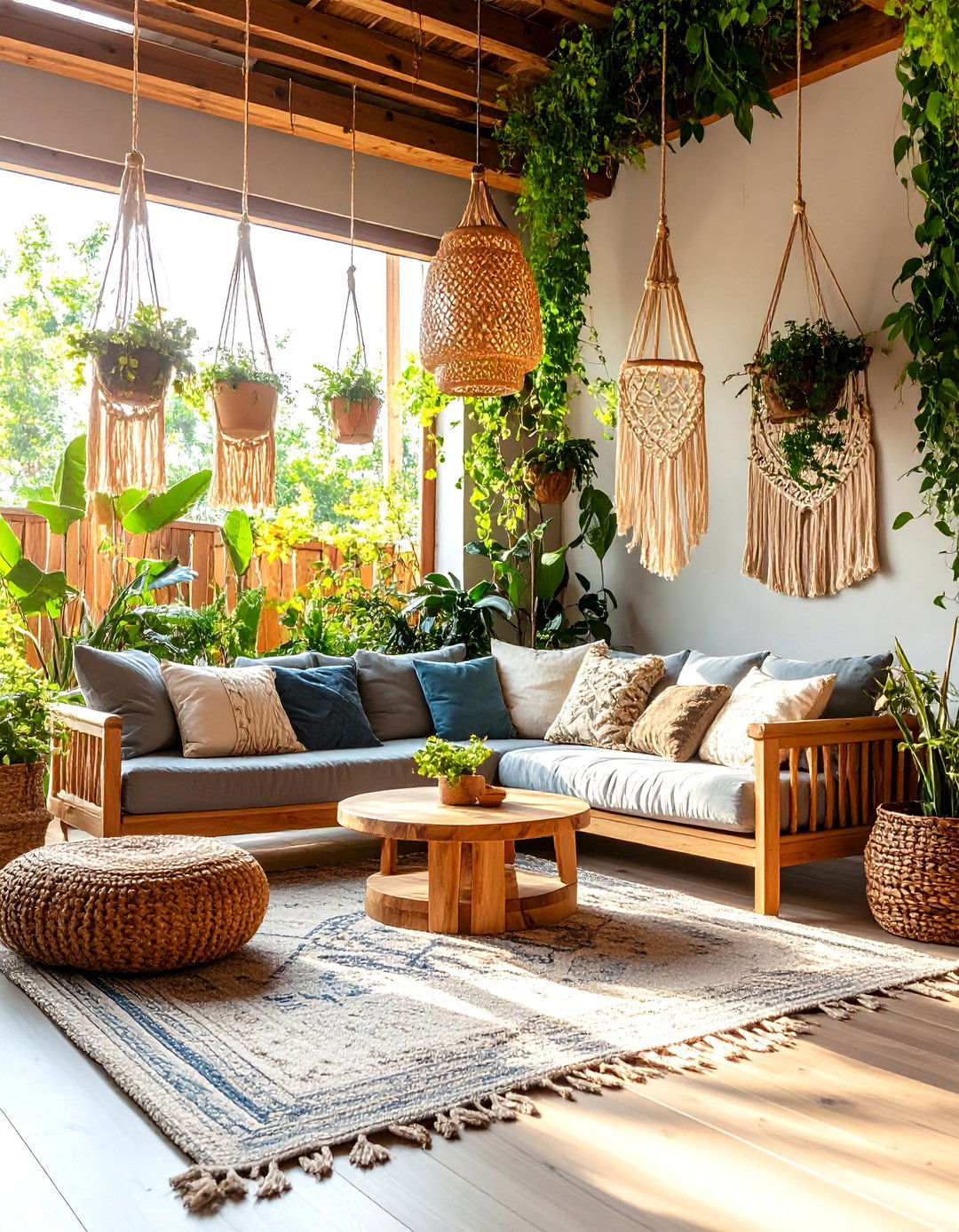 Hanging Garden Paradise - 24 Colorful Boho Living Room Ideas