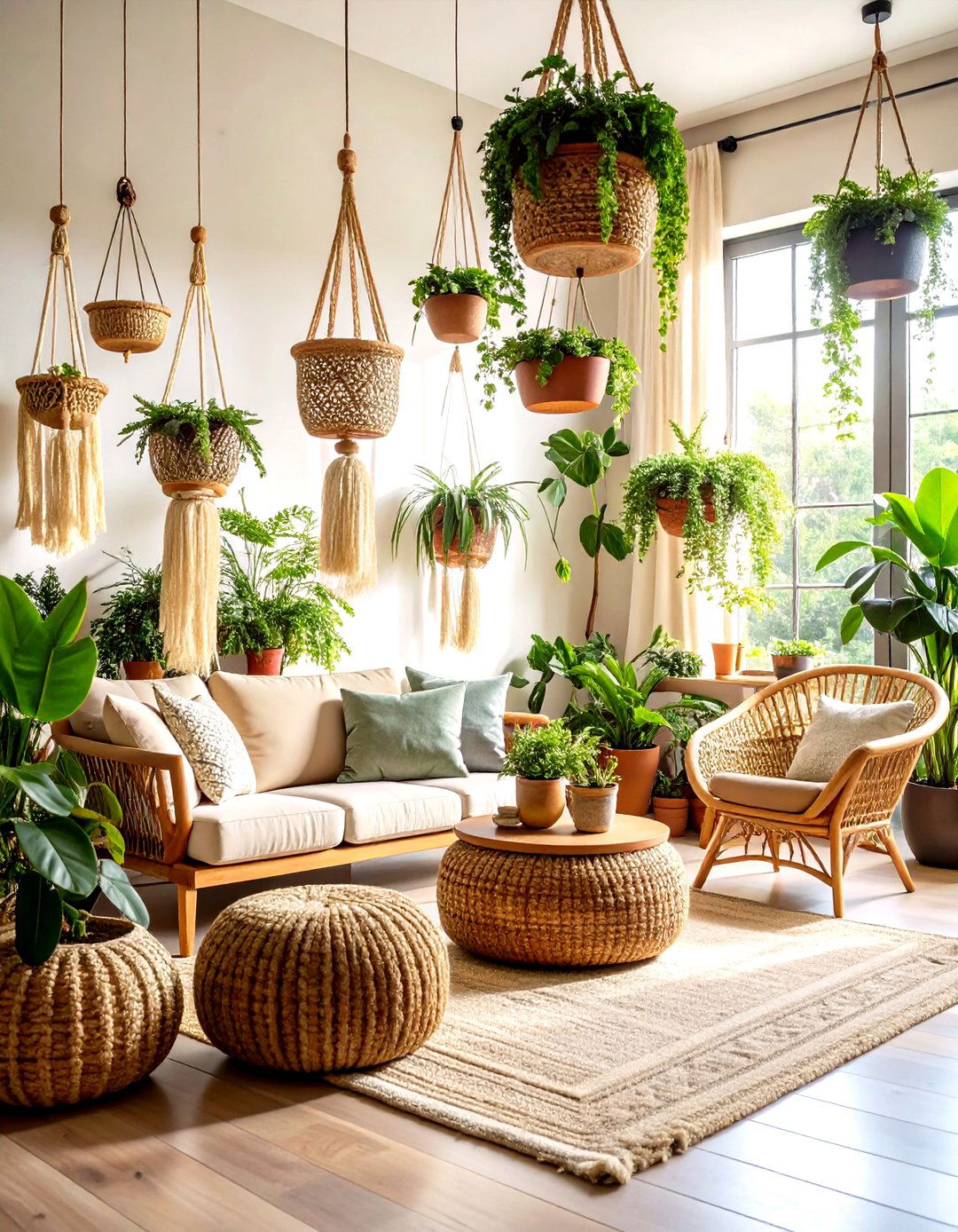 Hanging Garden Paradise - 24 Black and White Boho Living Room Ideas
