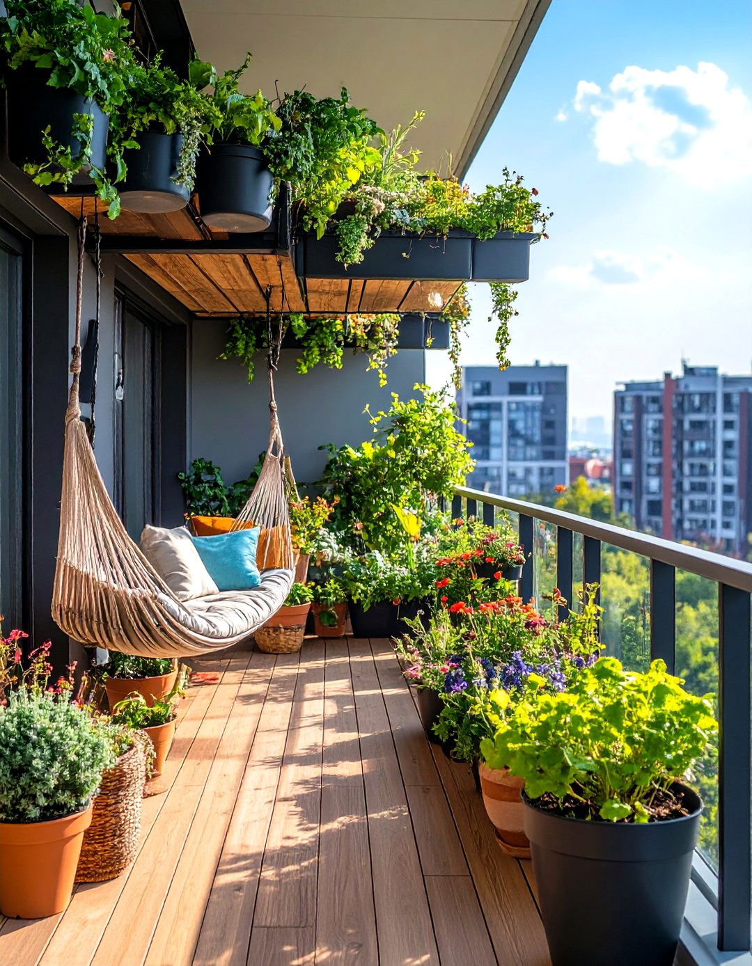Hanging Garden with Suspended Dog Bed - 24 Dog Balcony Ideas