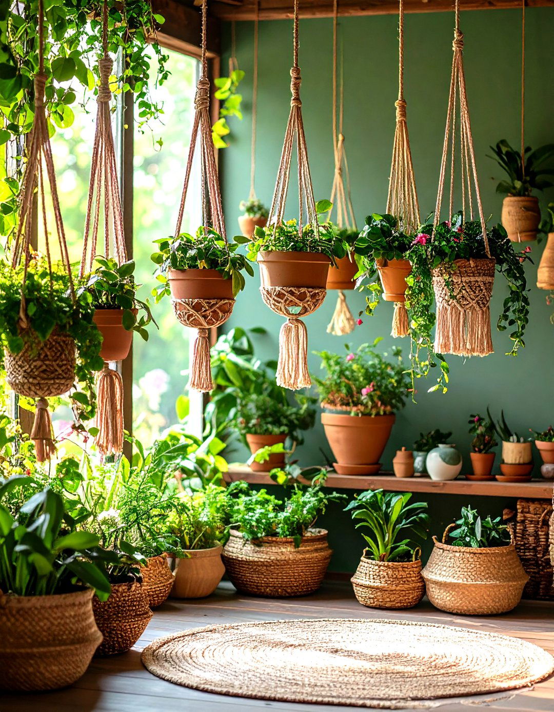Hanging Gardens with Macrame Plant Holders - 24 Boho Cottage Style Decor Ideas