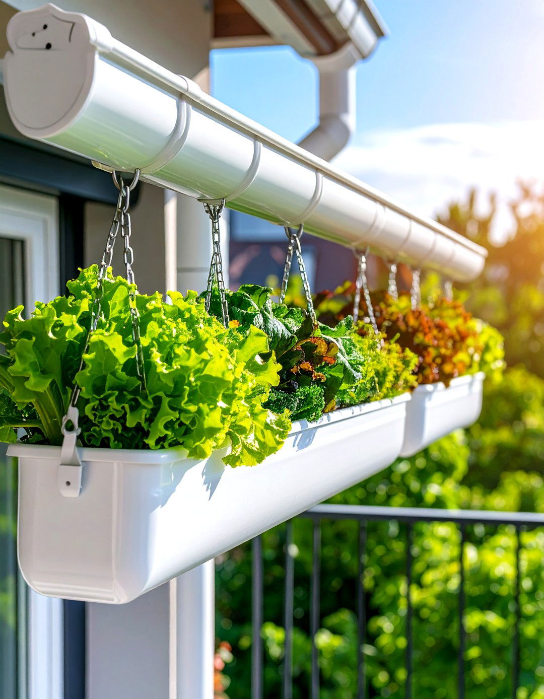 Hanging Gutter Gardens - 24 Budget Small Garden Ideas