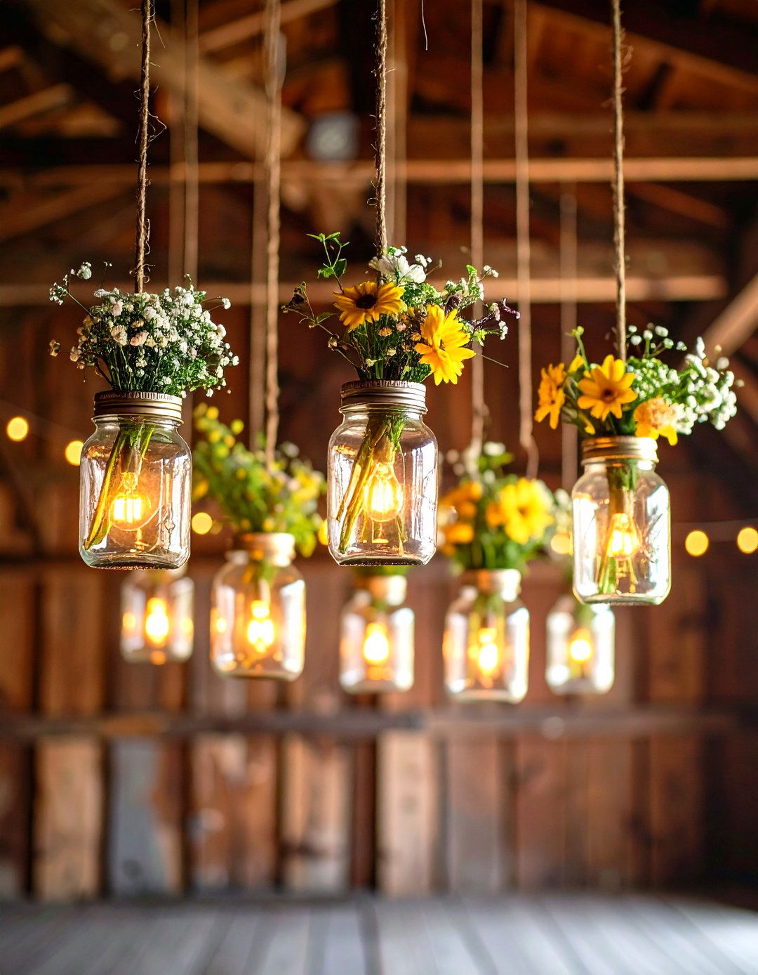 Hanging Mason Jar Centerpieces - 24 Mason Jar Wedding Centerpieces