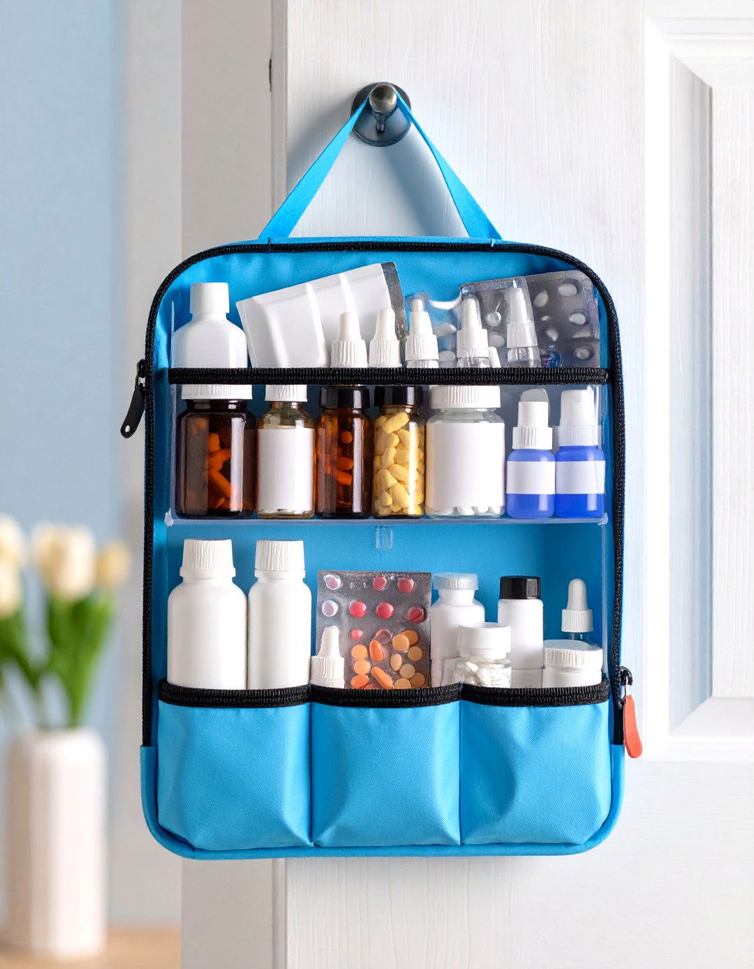 Hanging Medicine Organizer with Door Storage - 24 Medicine Storage Ideas
