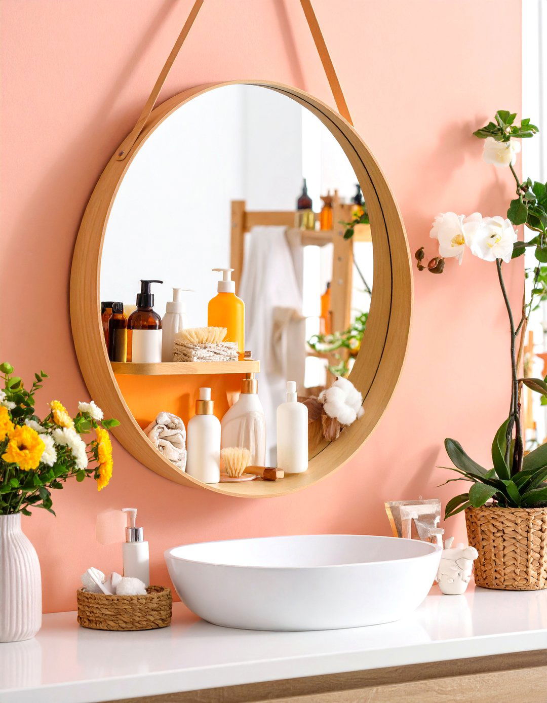 Hanging Mirror Storage - 24 vanity organization ideas
