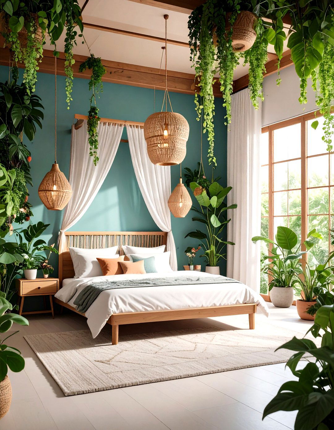 Hanging Plant Jungle Oasis - 24 Hippie Bedroom Ideas