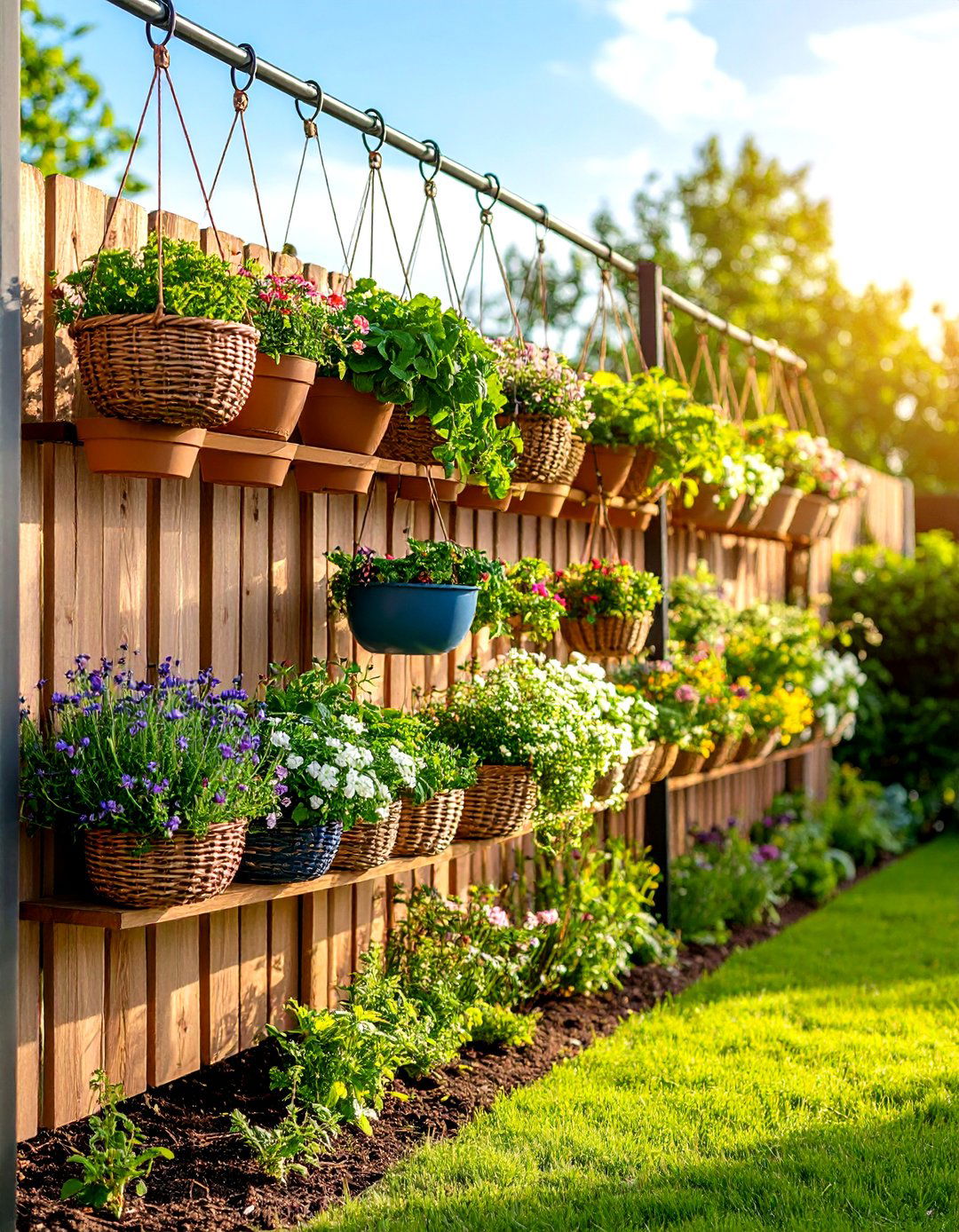 Hanging Planter Installation - 24 Fence Art Ideas
