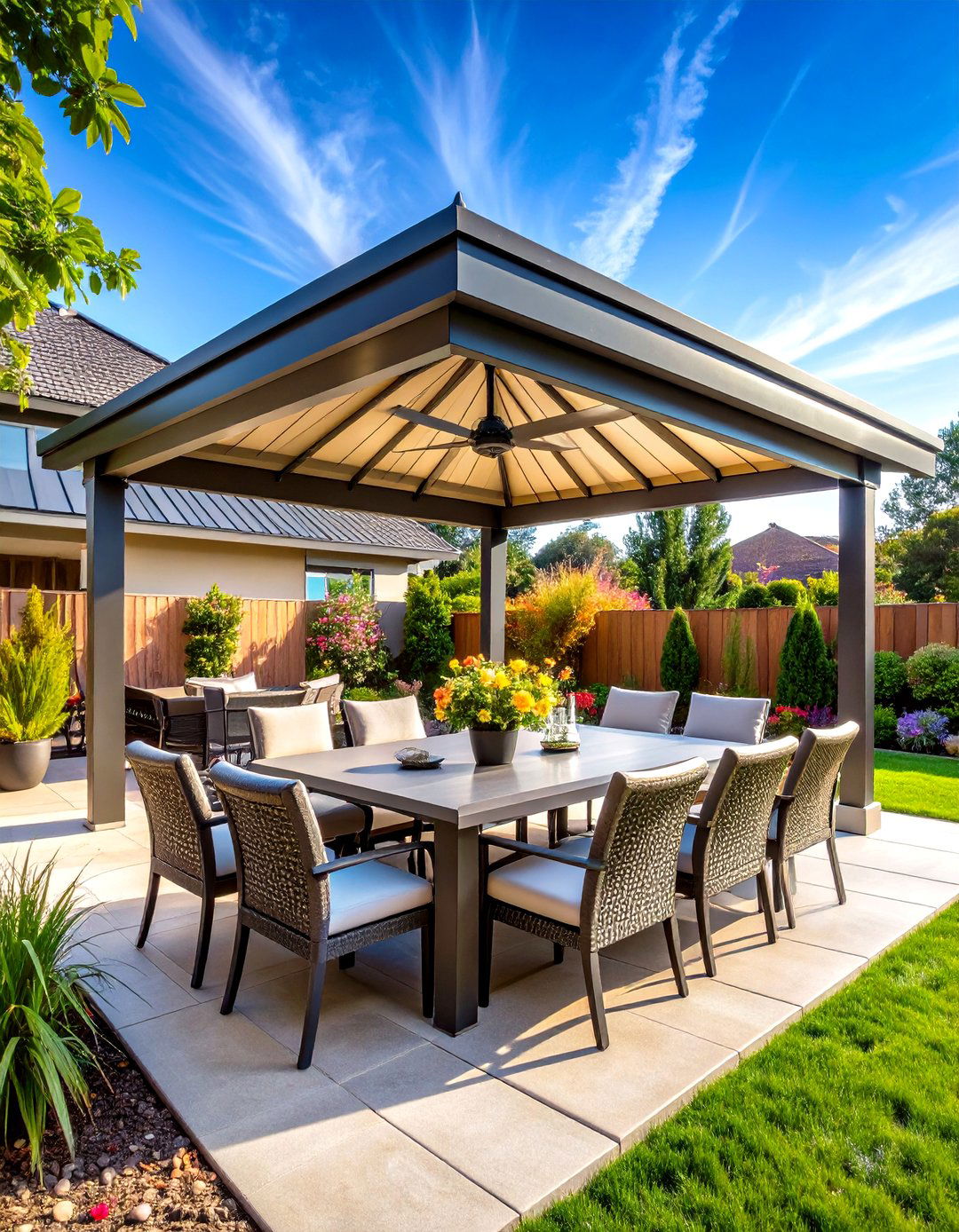 Hardtop Steel Gazebo for Year Round Dining - 24 patio with a gazebo ideas
