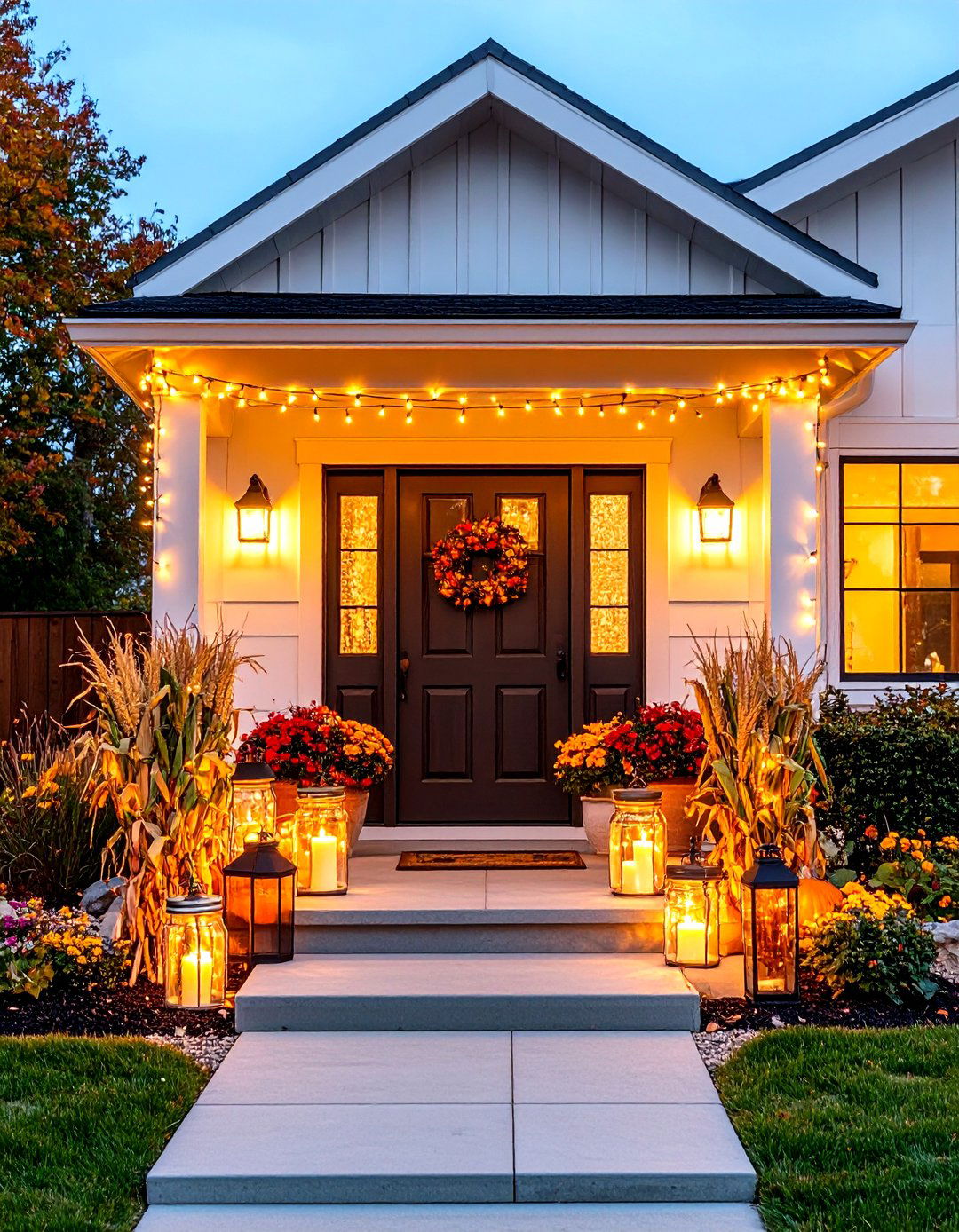 Harvest Moon and Golden Hour Lighting - 24 Front Door Fall Decor Ideas