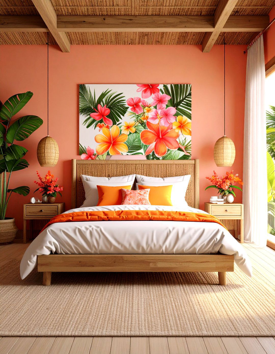 Hawaiian Floral Bedroom Celebration - 24 Tropical Bedroom Ideas