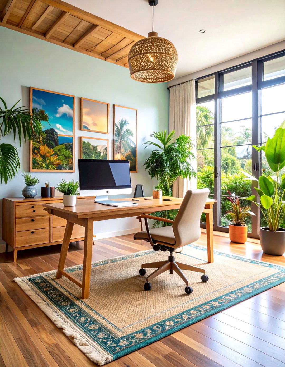 Hawaiian Inspired Home Office Sanctuary - 24 Hawaiian Interior Design Ideas