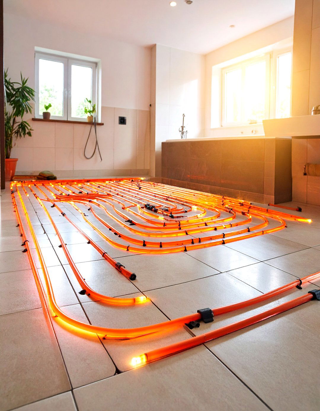 Heated Floor Installation - 24 Small Master Bathroom Ideas