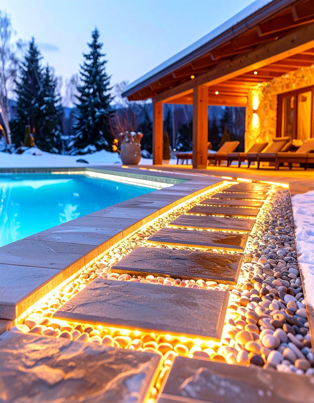 Heated Stone Pool Walkway System - 24 Pool Walkway Ideas