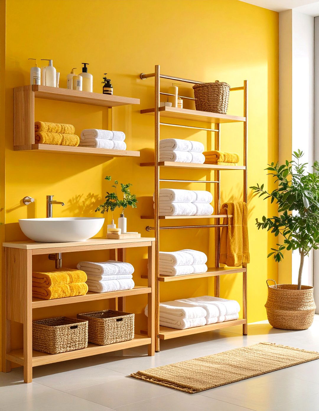 Heated Towel Rail with Integrated Shelving