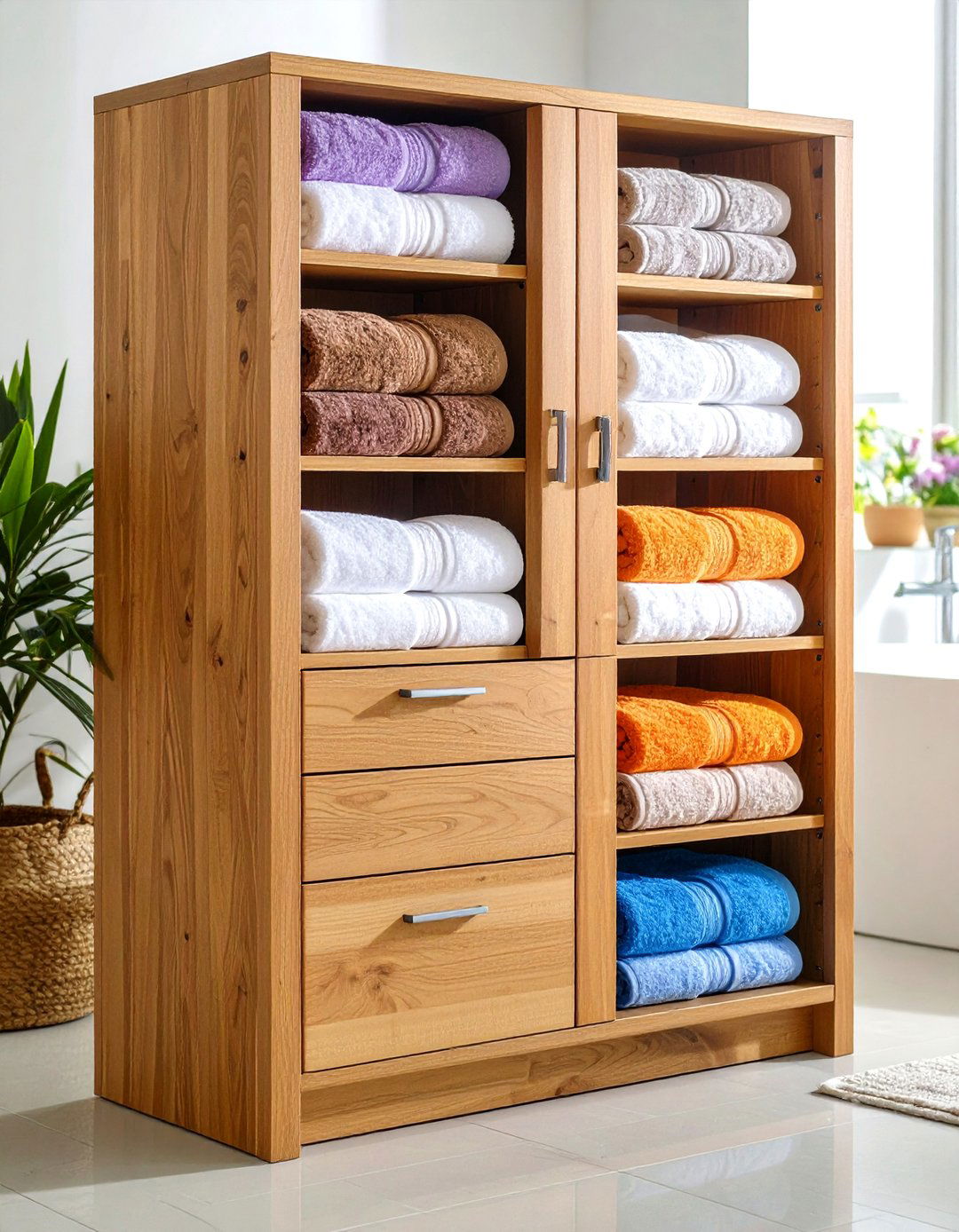 Heated Towel Storage Cabinet System - 24 Bathroom Storage Ideas
