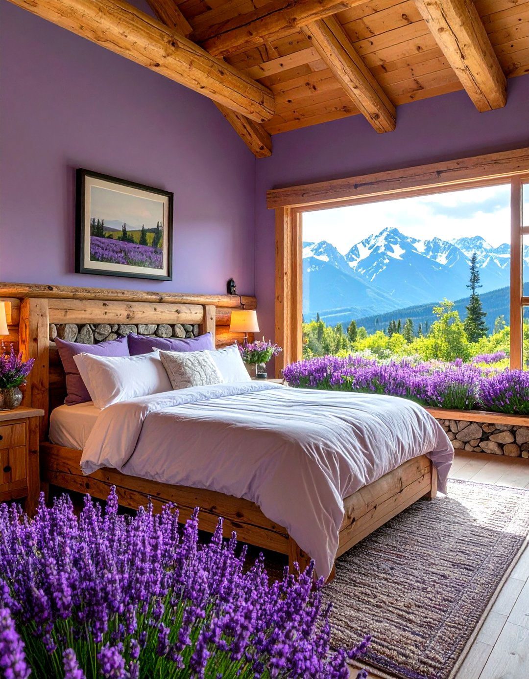 Heather Mountain Cabin Bedroom - 24 Purple Bedroom Ideas
