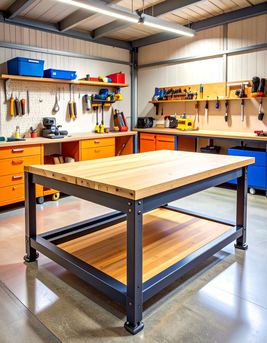 Heavy Duty Steel Frame Workbench - 24 Garage Workbench Ideas