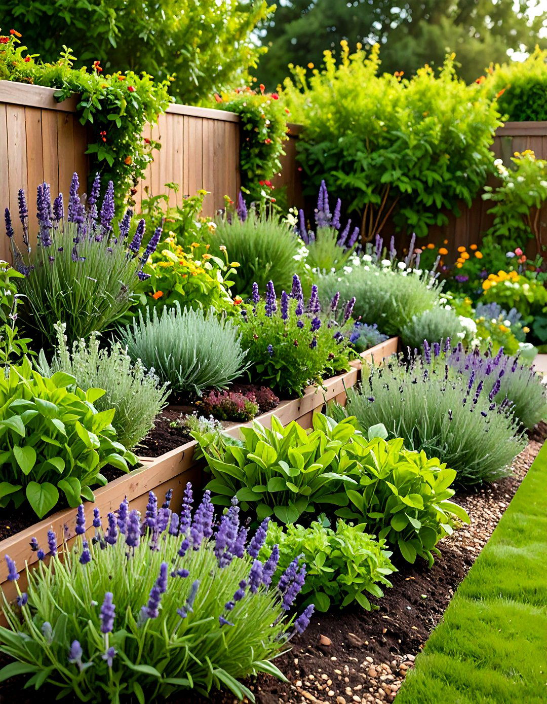Herb Garden Border - 24 Simple Fence Line Landscaping Ideas